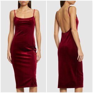 New REFORMATION Merel Velvet Midi Dress in Red Size L